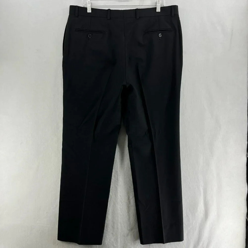 Tommy Hilfiger Men's Pants Sz 36x30 Black Classic Straight Leg Pure Wool Trouser - Picture 2 of 11